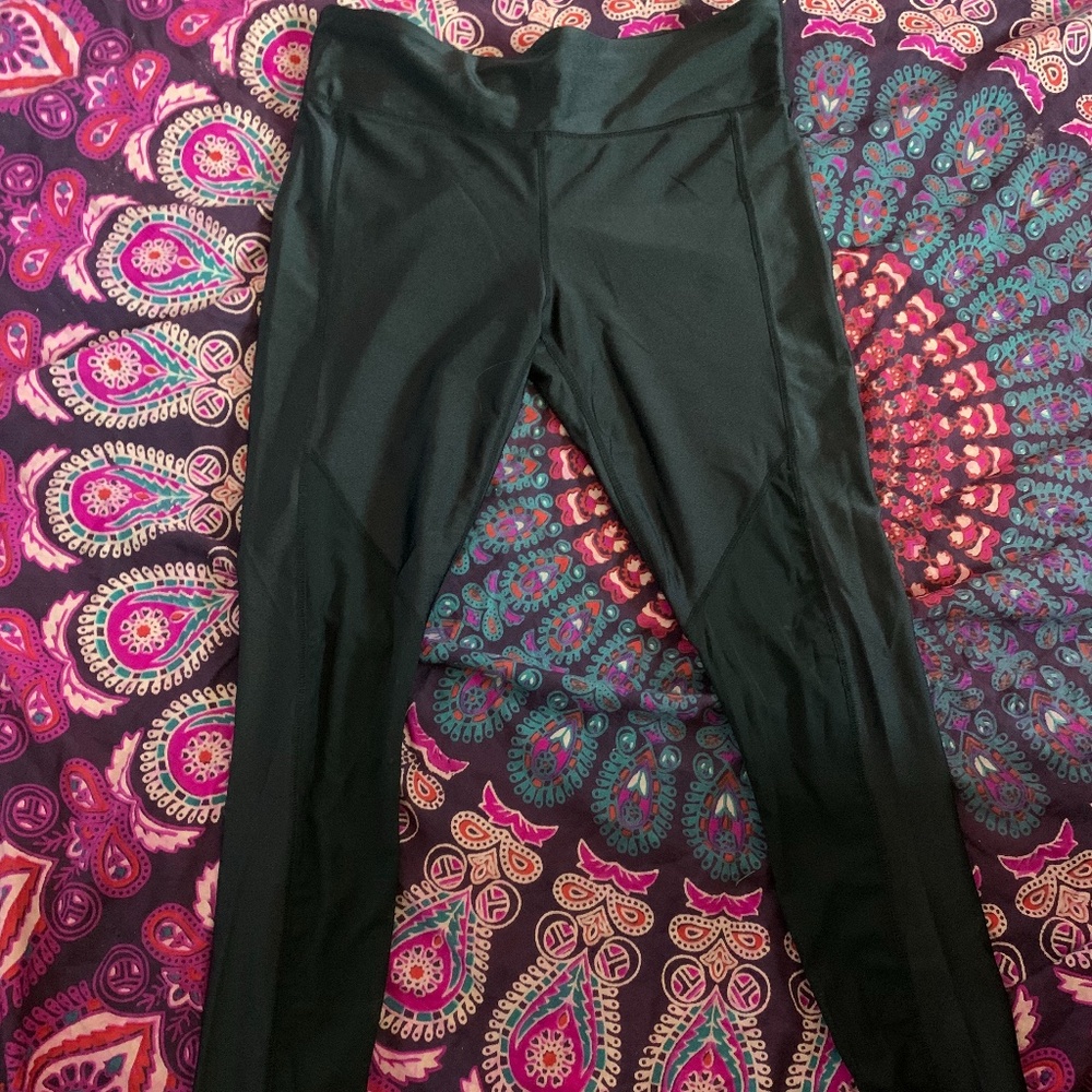 Fabletics Black Leggings with Sheer Design